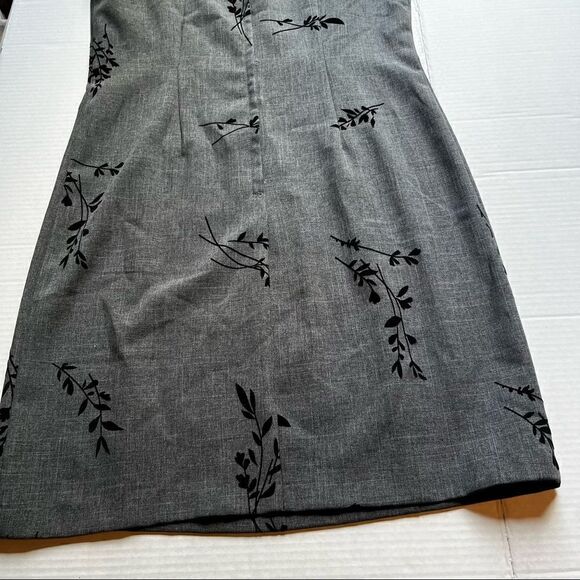 AB Studio Jumper Dress Size 10 gray with black stems and leaves beautiful - Picture 8 of 11